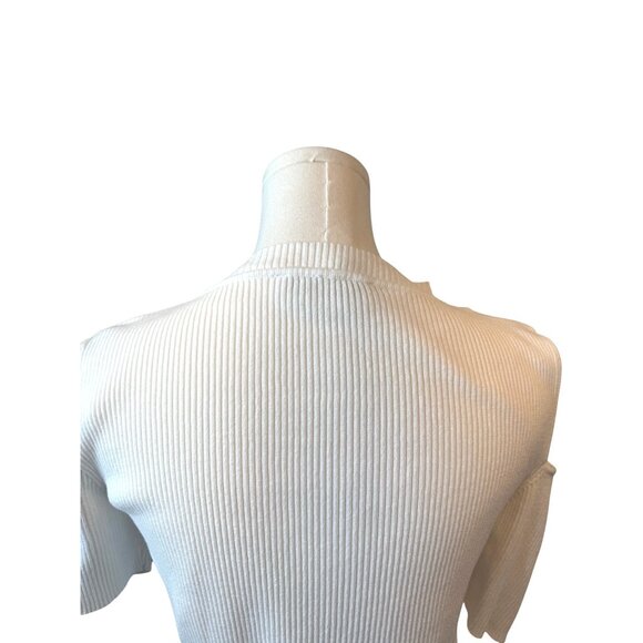 ZARA Medium White Ribbed Knit Top Waist Cutout - Picture 10 of 11